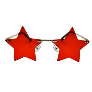 6077 | Red Rimless Star Novelty Sunglasses